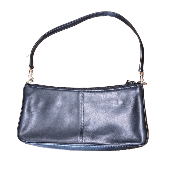 Sleek Black Leather Shoulder Bag - Picture 1 of 6